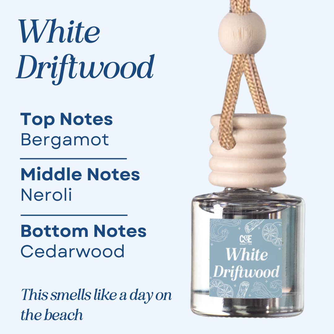 White Driftwood Scented Car Freshener